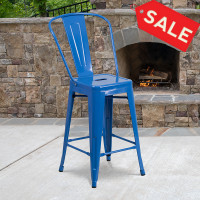 Flash Furniture CH-31320-24GB-BL-GG Metal Bar Stool in Blue